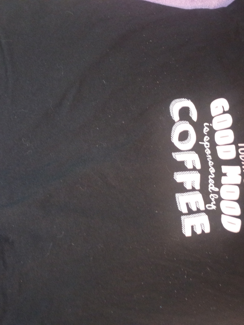 Secret Treasures Black Top with White 'Coffee' Graphic